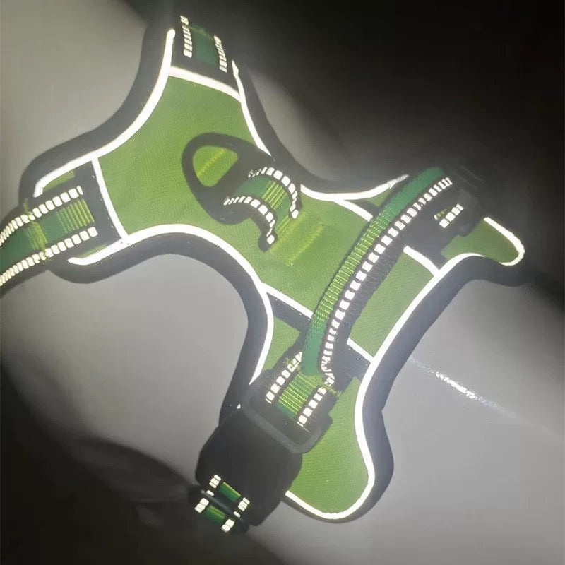 Adjustable Nylon Dog Harness Vest Reflective Soft Breathable No Pull Dog Harness